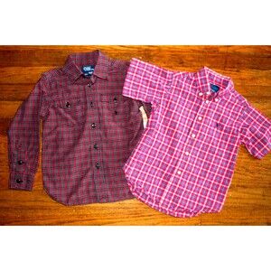 Lot of 2 Polo Ralph Lauren Boys Shirts Sz 4T–Plaid Button Down Long Short Sleeve